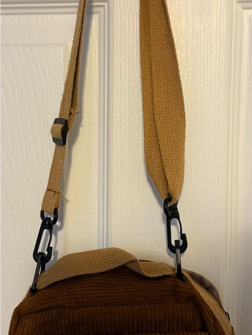 Women’s Corduroy Crossbody Bag in Brown - Adjustable Strap